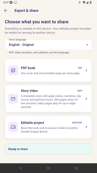 Export screen confirming that the phone PDF is ready to share