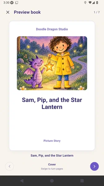 Preview book screen at the cover of Sam, Pip, and the Star Lantern